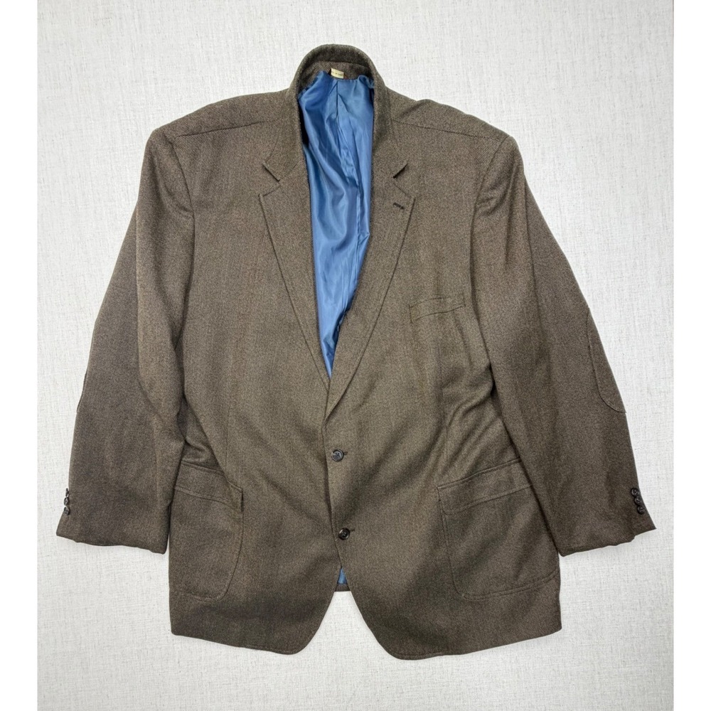 Oak Hill Mens Blazer Brown Micro Check Elbow Patch Sport Coat 4XLT 58/60L